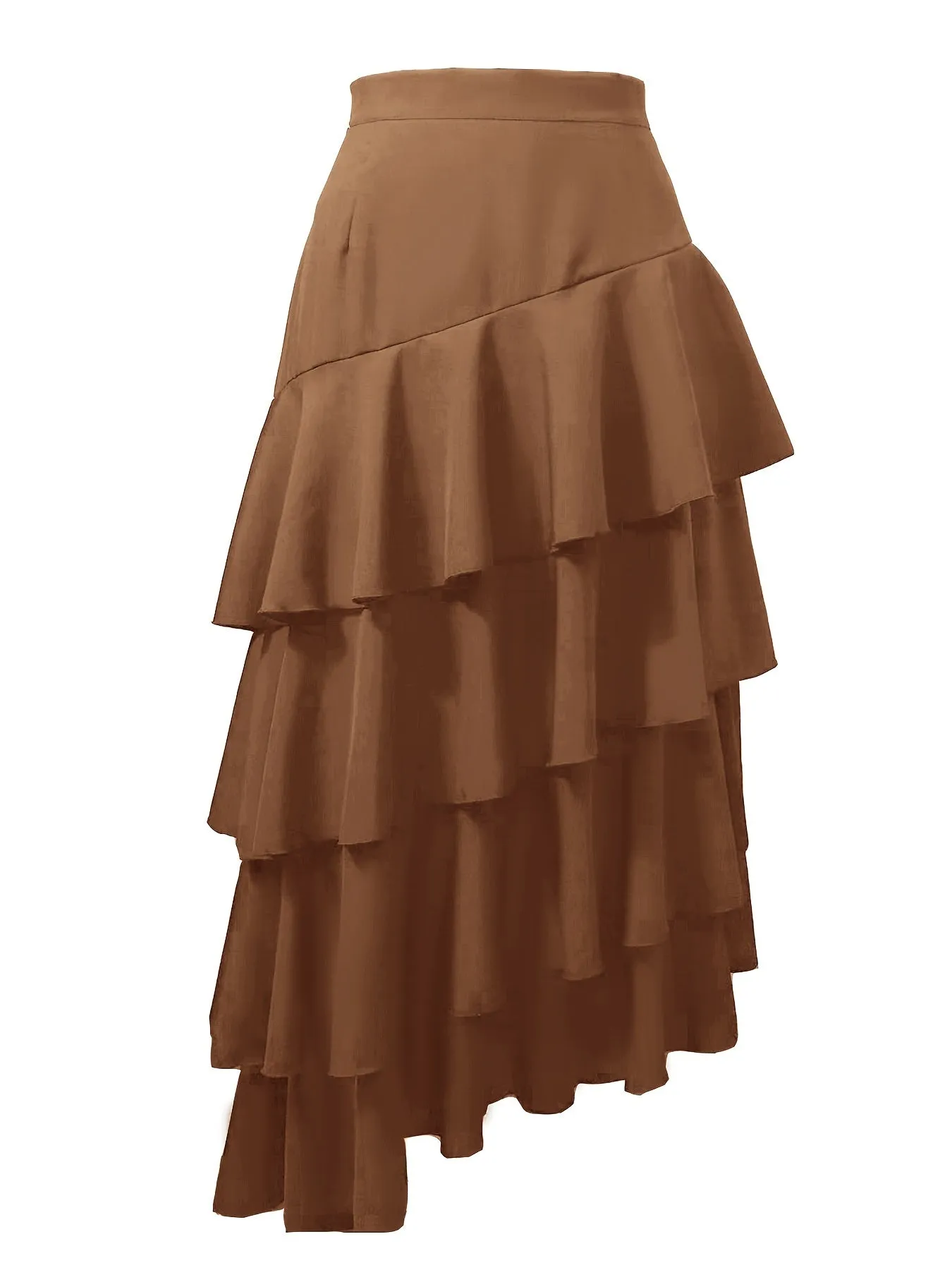 Asymmetrical Ruffle Skirt Chic FallWinter High Waist Style