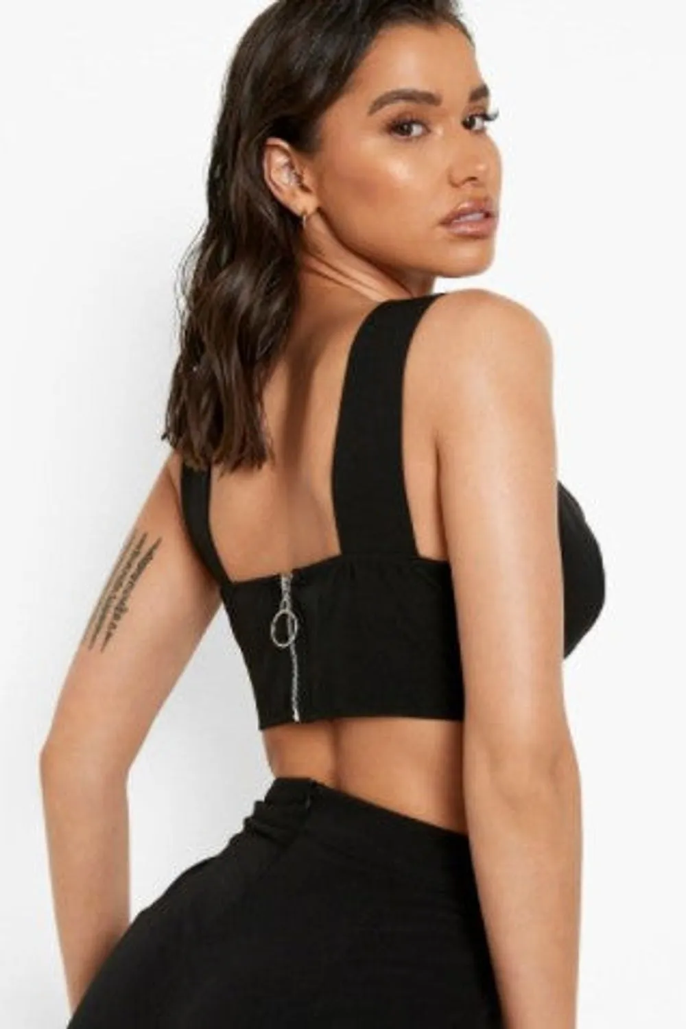 Black Plunge Front Tailored Bralette