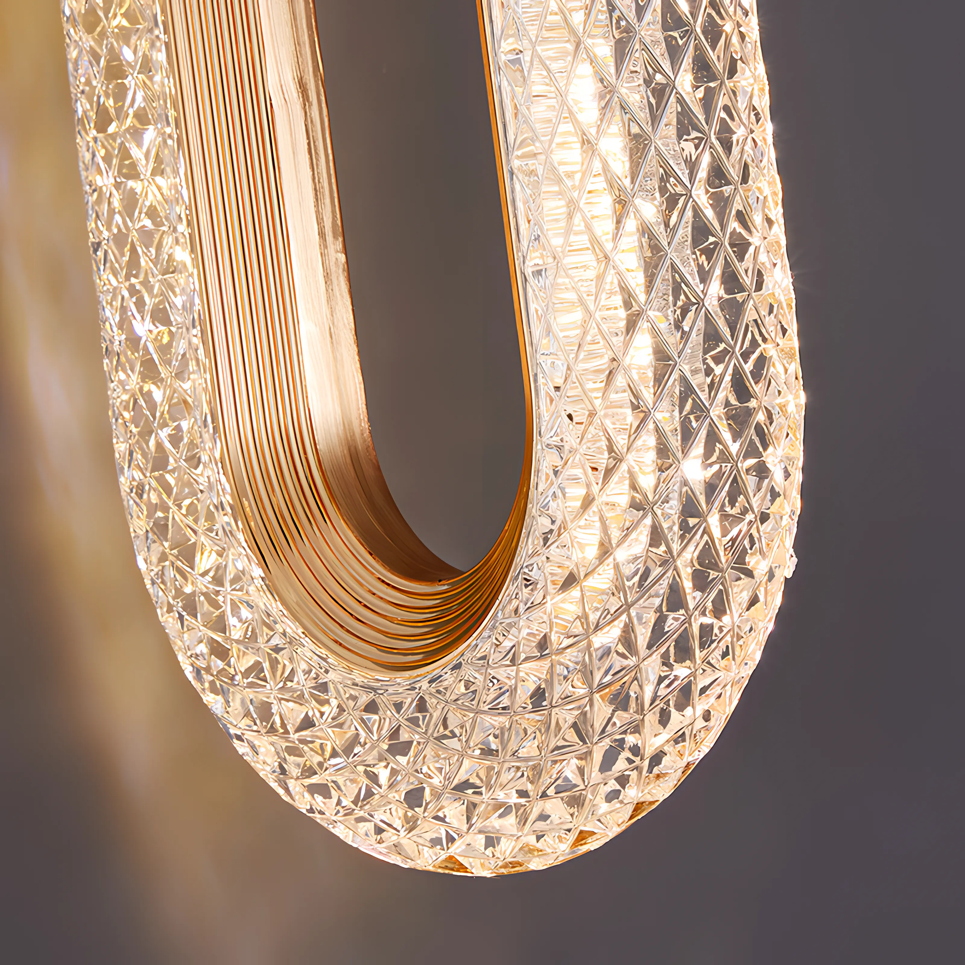 Breena - Modern Round Tube Patterned Glass Hanging Ceiling Light