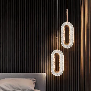 Breena - Modern Round Tube Patterned Glass Hanging Ceiling Light