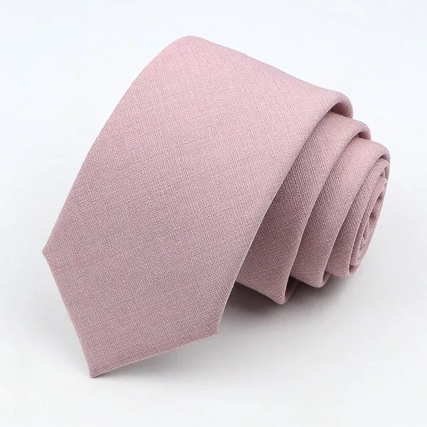 Classy Men Solid Light Pink Skinny Tie