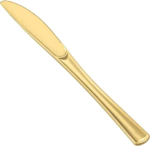 Cutlery Silverware Extra Heavyweight Disposable Flatware Knives Gold