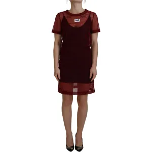 Dolce & Gabbana Maroon Mini Shift Dress - Italian Elegance