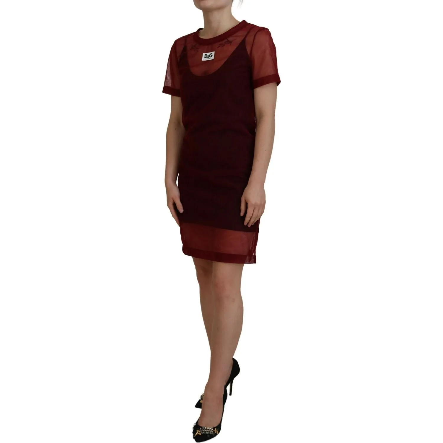 Dolce & Gabbana Maroon Mini Shift Dress - Italian Elegance