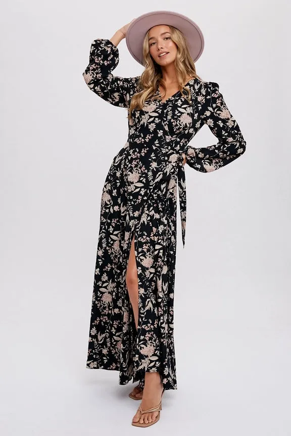 Floral Print Wrap Maxi Dress