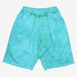 French Terry Pleated Shorts - Tie Dye Green   Mineral