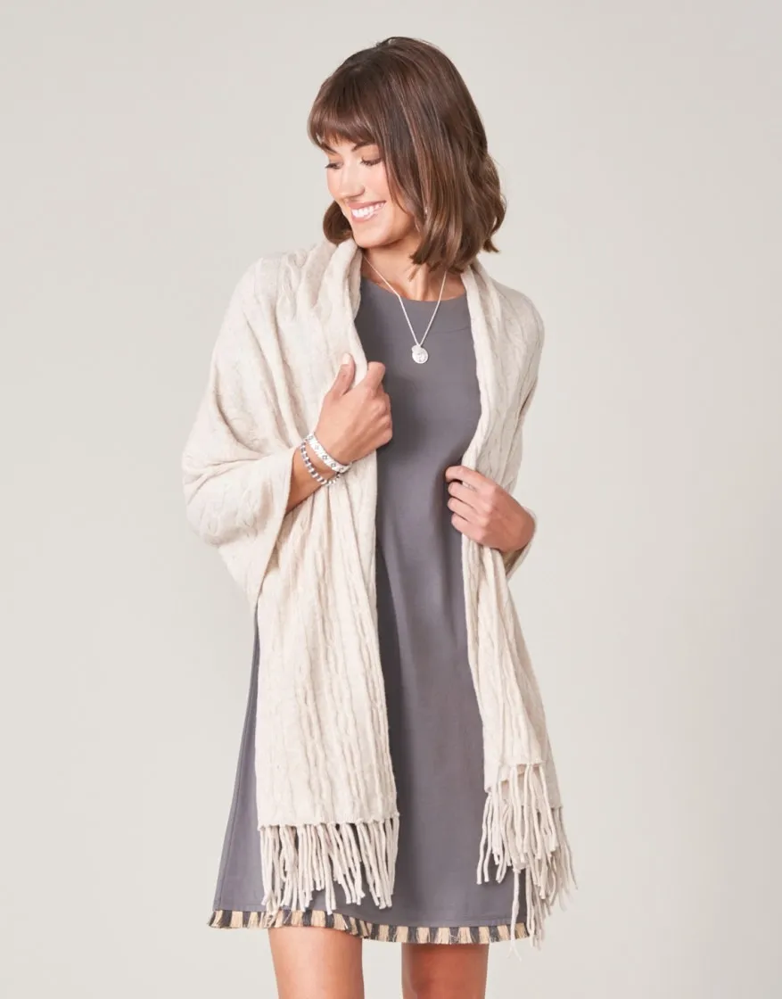 Island Fringe 3/4 Sleeve Dress - Anchor Gray