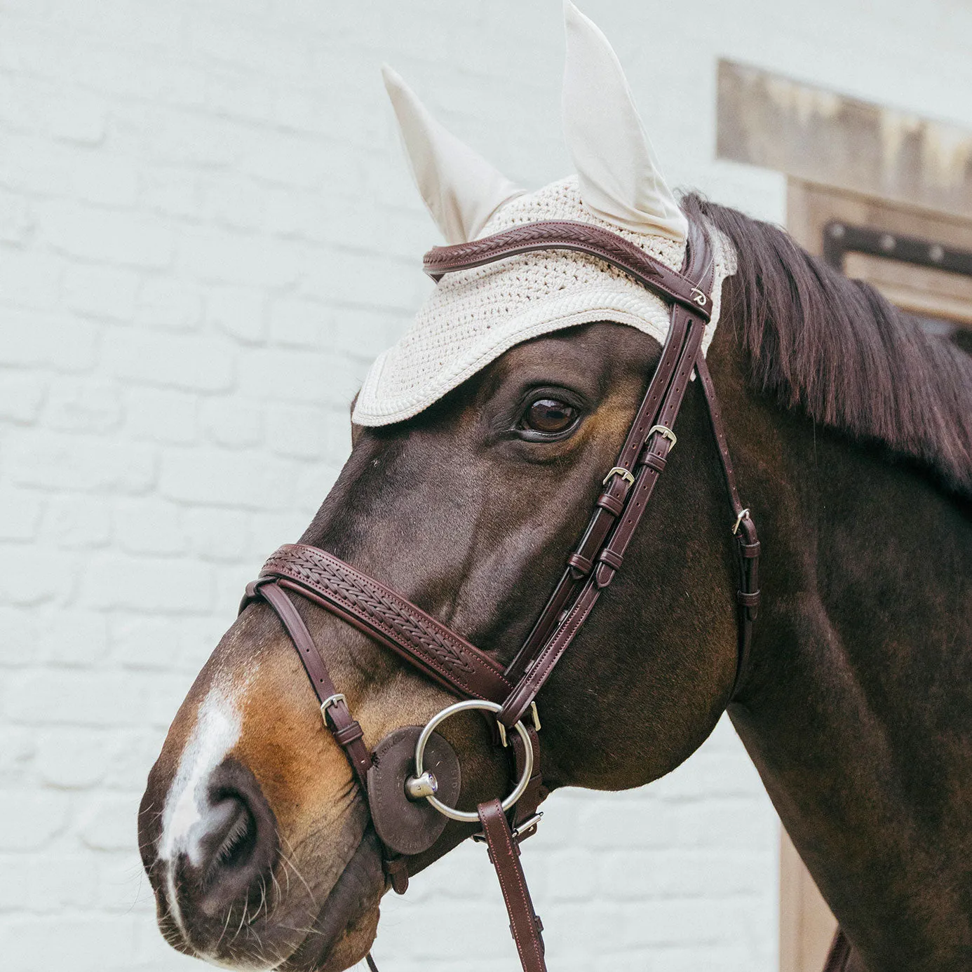 Kentucky Horsewear Wellington Plaited Cord Fly Veil - Beige