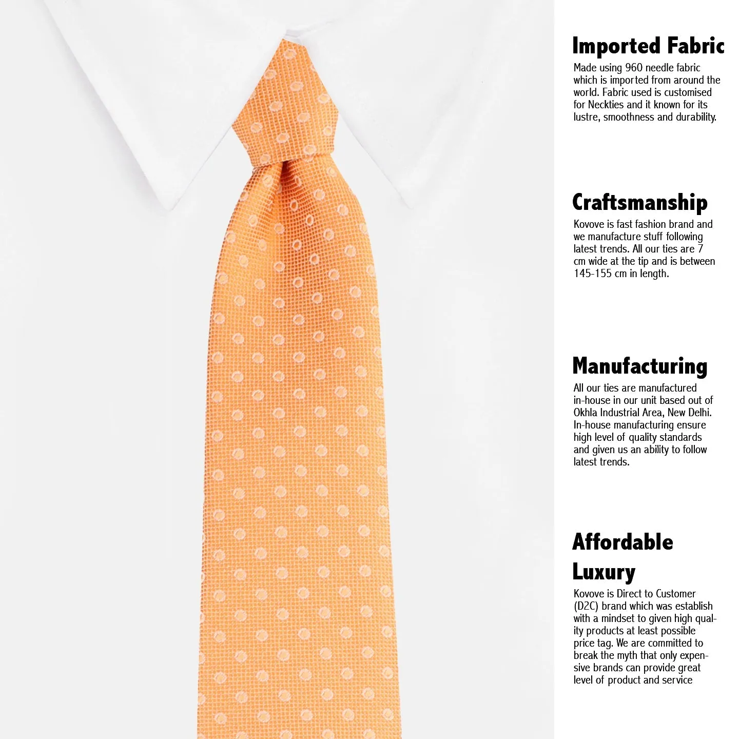 Kovove Orange Polka Dot Necktie and Pocket Square Gift Box