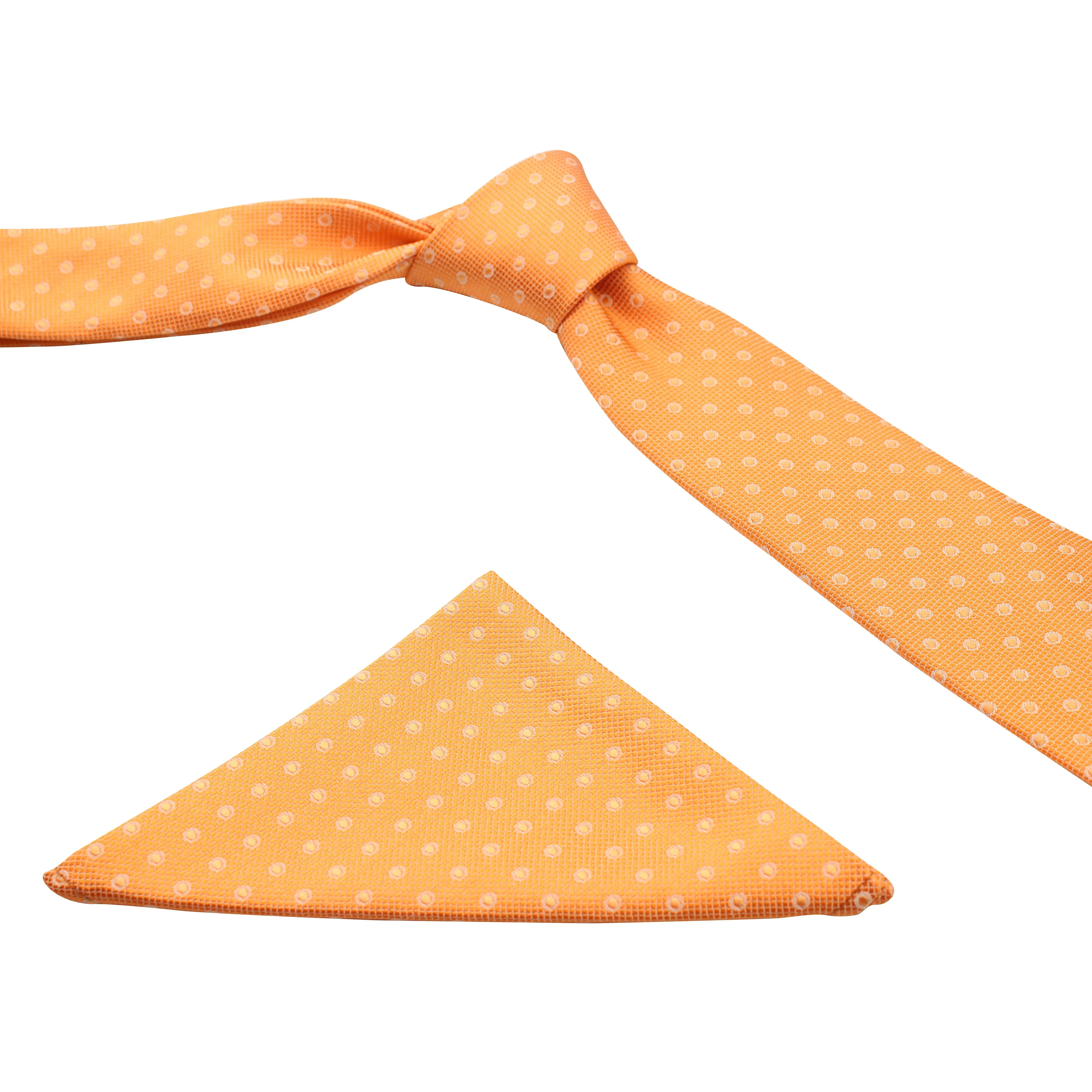 Kovove Orange Polka Dot Necktie and Pocket Square Gift Box