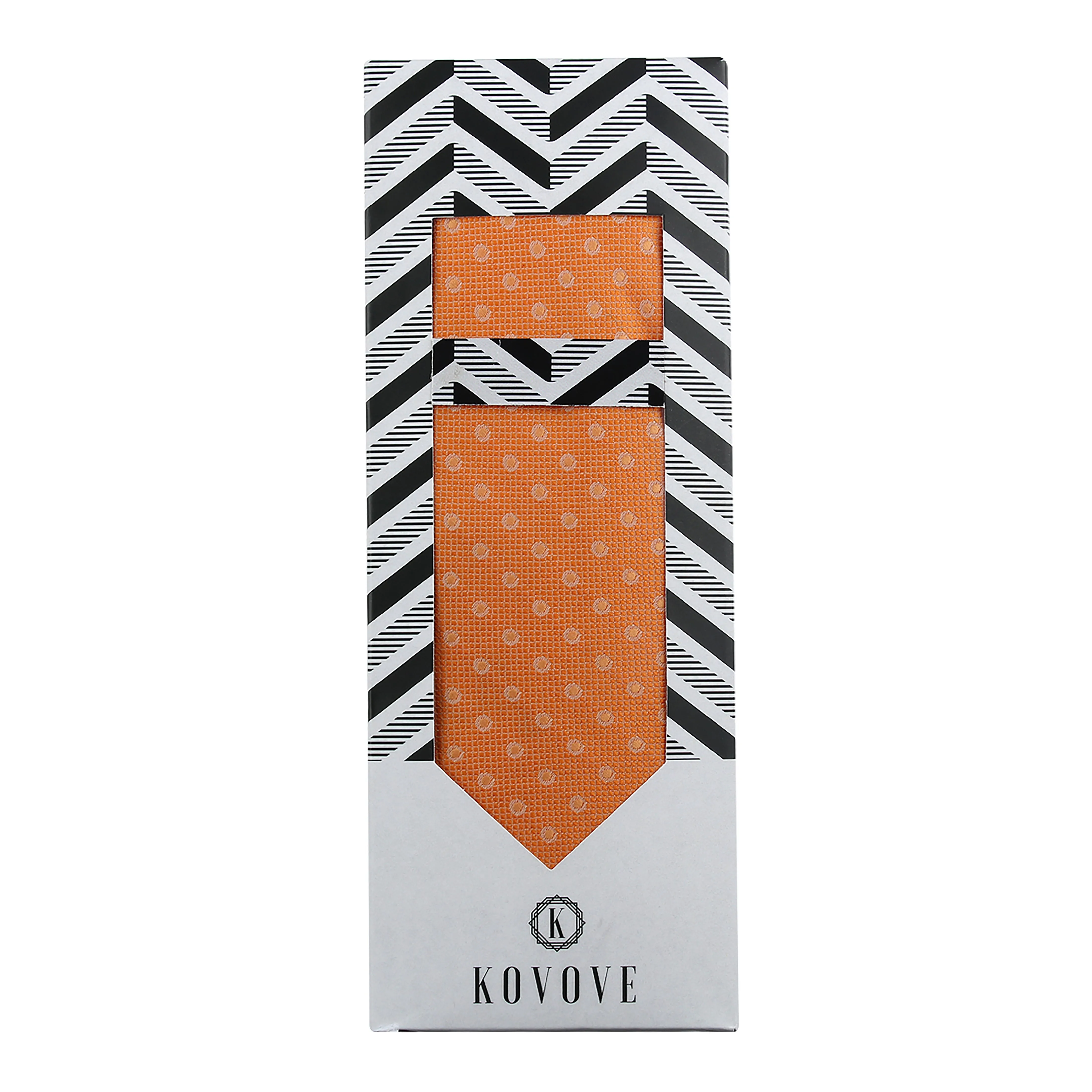 Kovove Orange Polka Dot Necktie and Pocket Square Gift Box