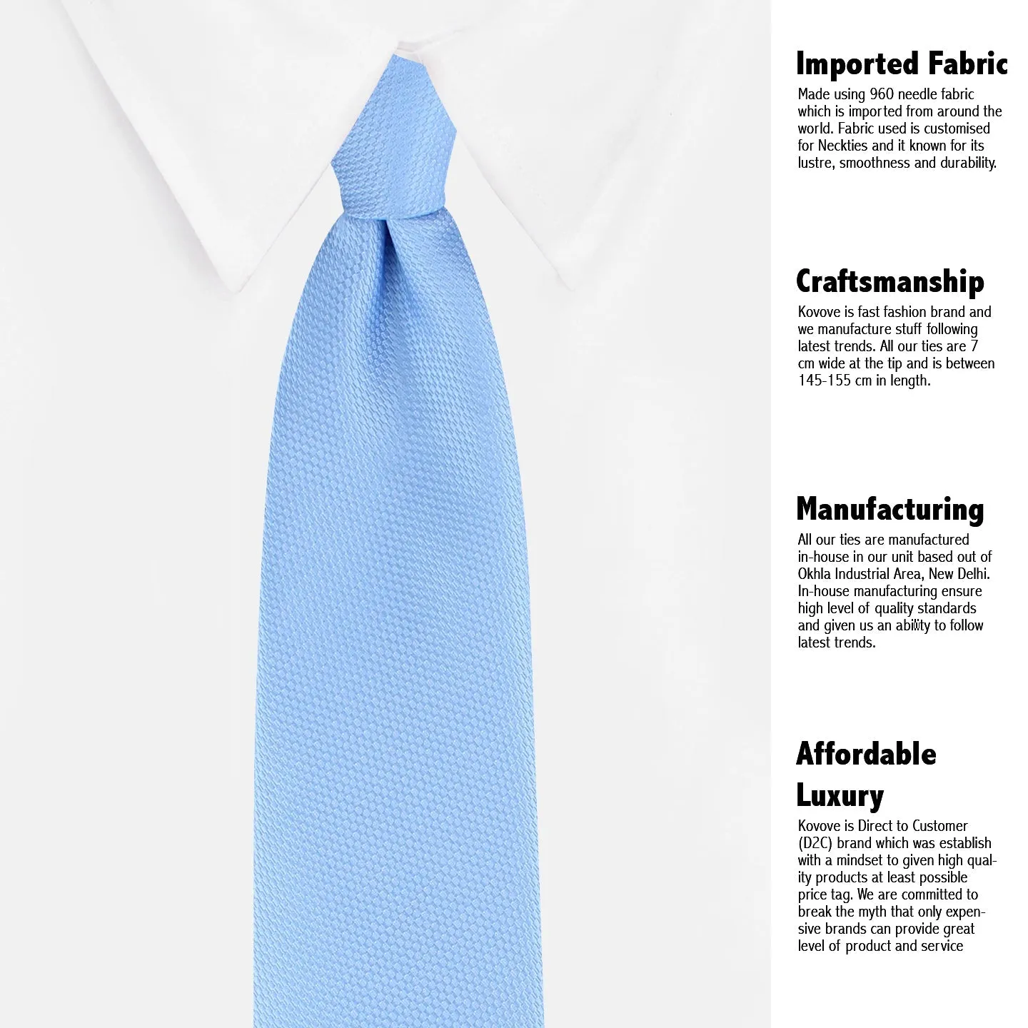 Kovove The Self Dash Line Blue Necktie For Men