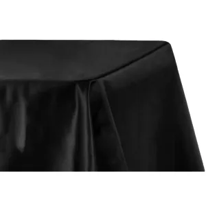 Lamour Satin 90"x156" Rectangular Oblong Tablecloth - Black