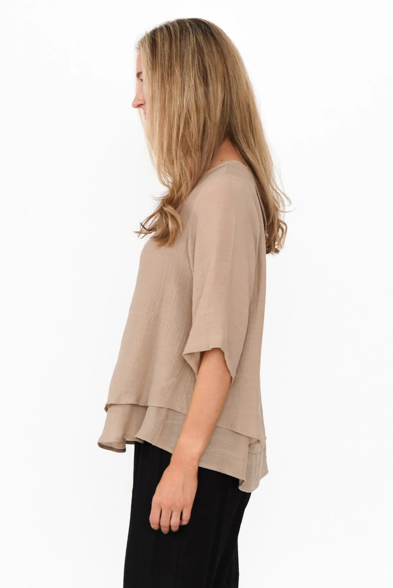 Liora Beige Layered Top