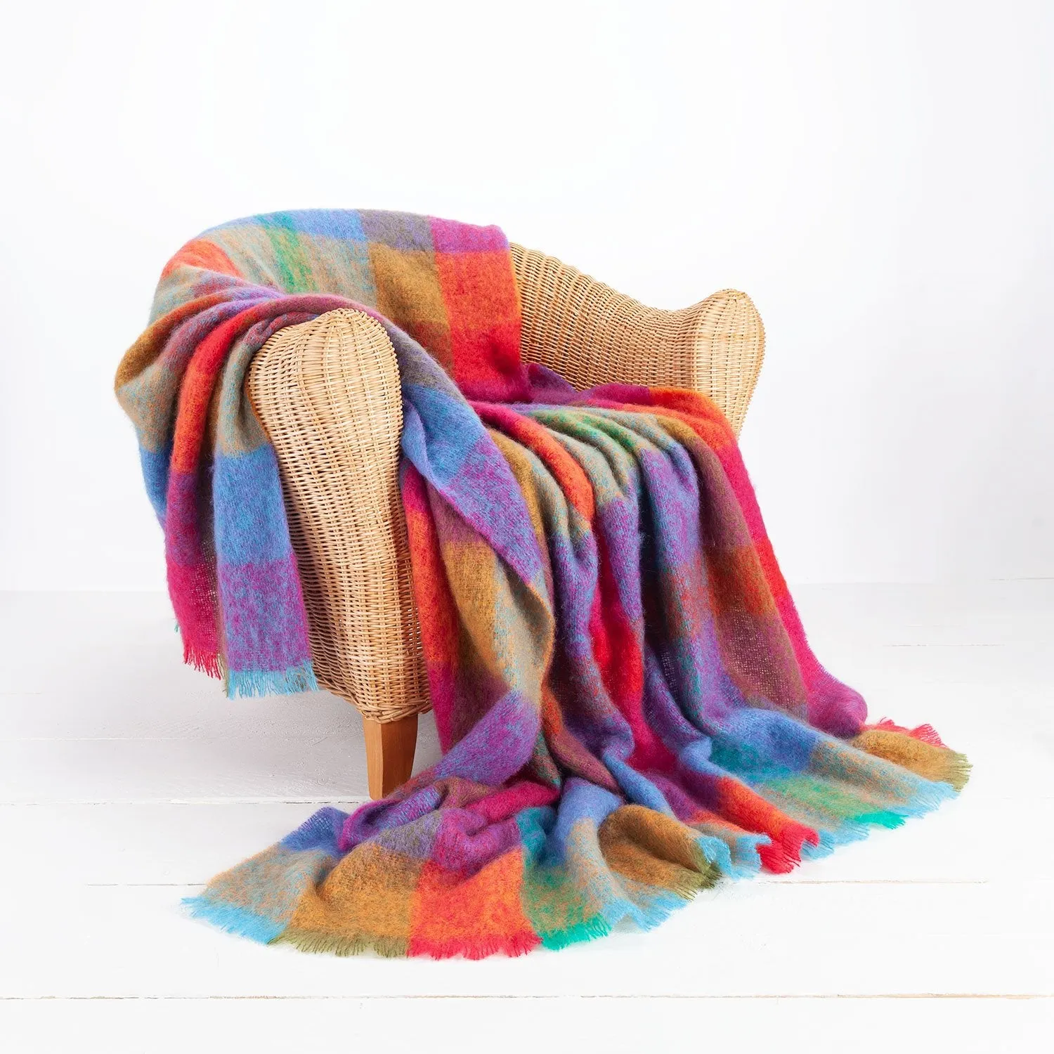 Mohair Throw Guava Check