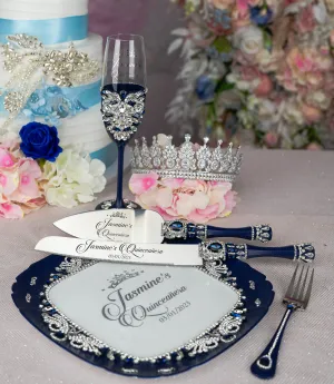 Navy Blue with silver quinceanera brindis package