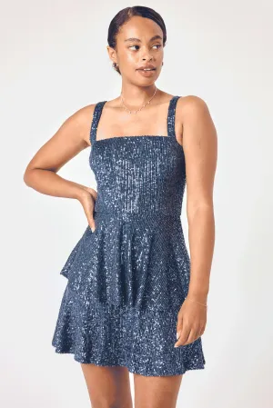 Navy Sequin Tube Dress