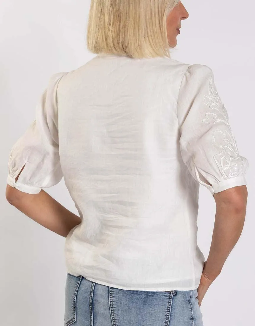 Perla Embroidered Blouse - White