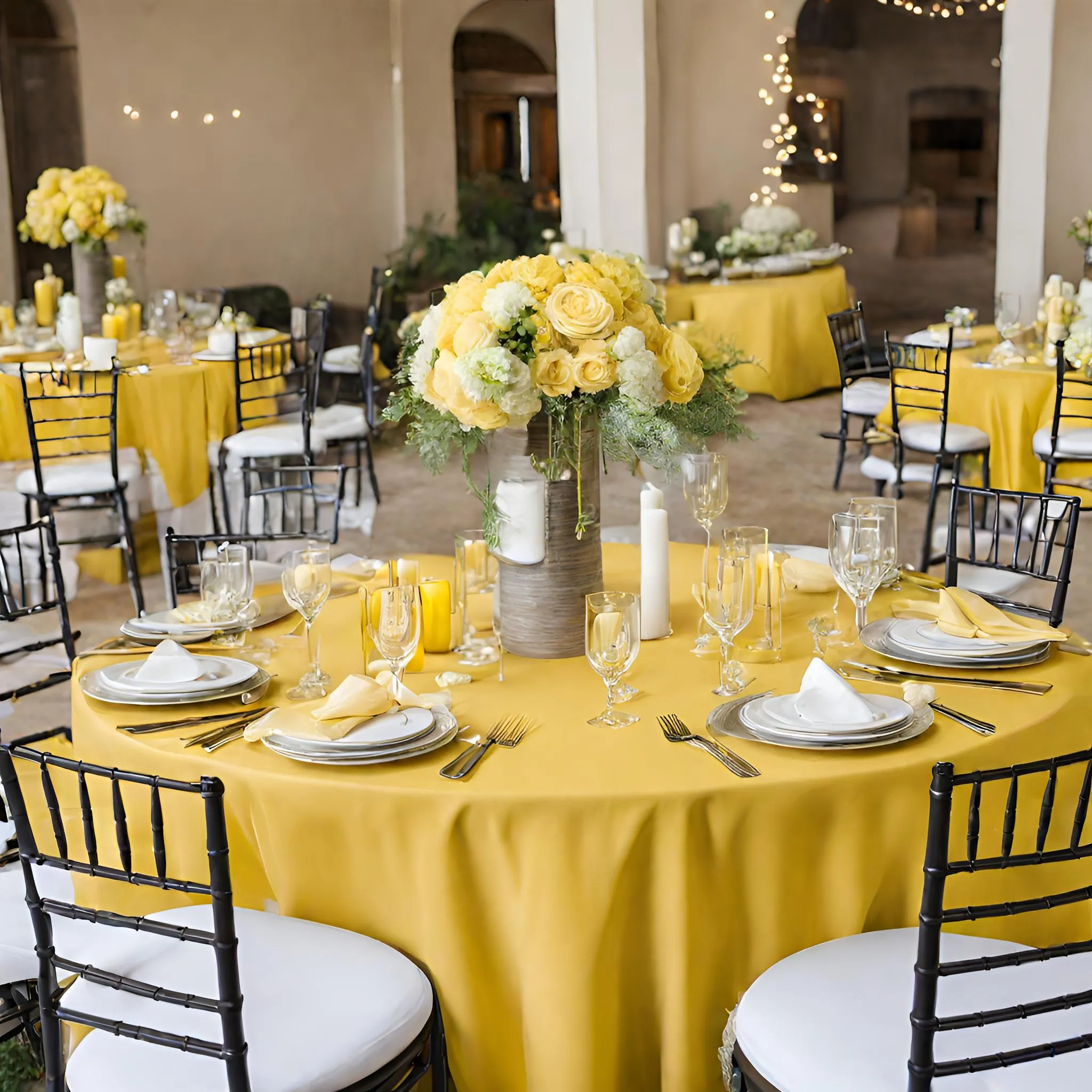 Polyester 120" Round Tablecloth - Canary Yellow