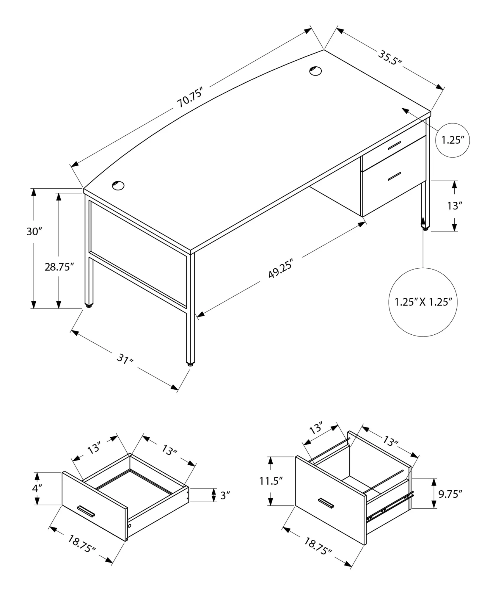 ProWork 72 inch Executive Desk: Modern White Laminate with Silver Metal Accents, Commercial-Grade