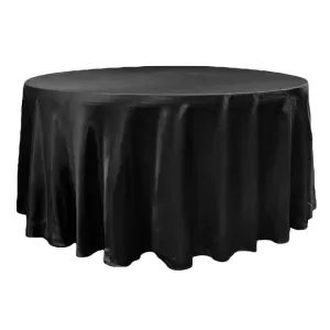 Satin 132" Round Tablecloth - Black