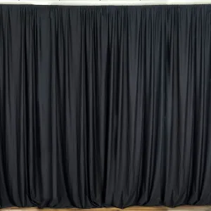 Set Of 2 Black Fire Retardant Polyester Curtain Panel Backdrops Window Treatment With Rod Pockets - 5FTx10FT