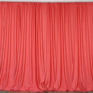 Set Of 2 Coral Fire Retardant Polyester Curtain Panel Backdrops Window Treatment With Rod Pockets - 5FTx10FT