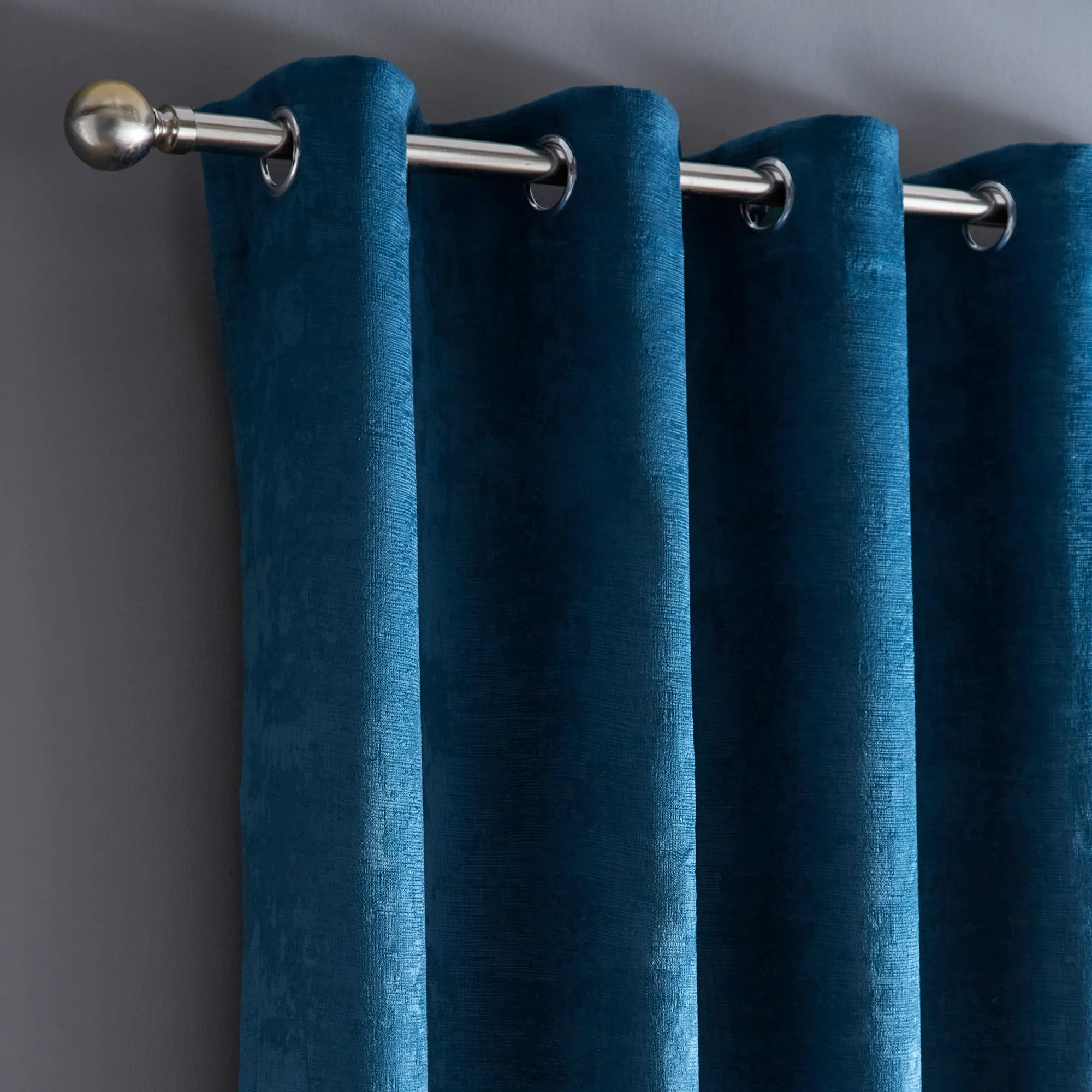 Strata Pair of Eyelet Curtains by Fusion in Teal