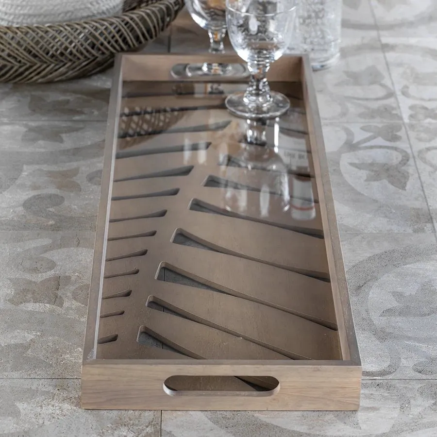 Tropical Palm Wood Centerpiece Tray