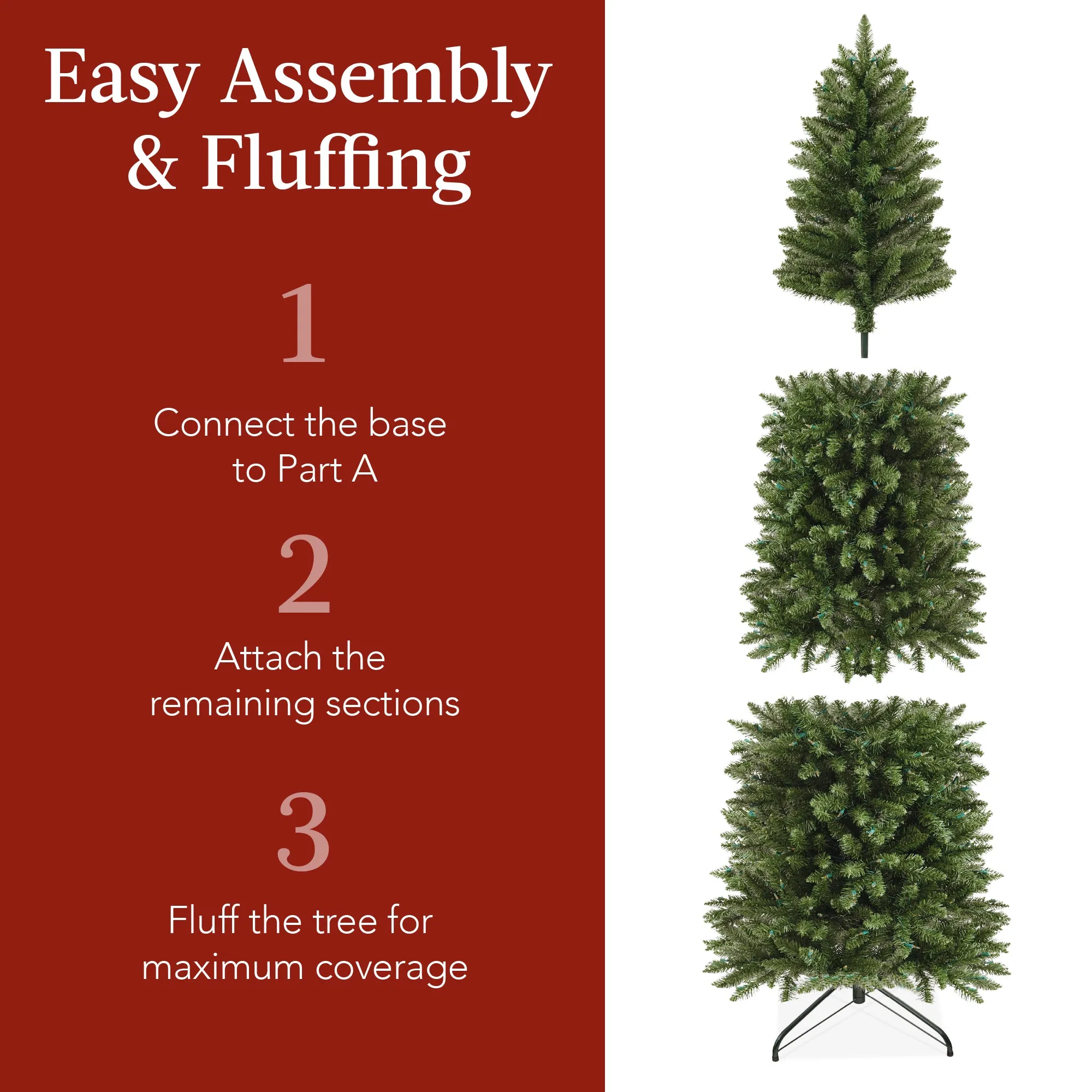 Unlit Spruce Pencil Christmas Tree w/ Folding Metal Base