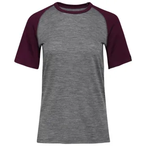 Womens Merino 150 Raglan Baseball Tee (Charcoal/Wine)