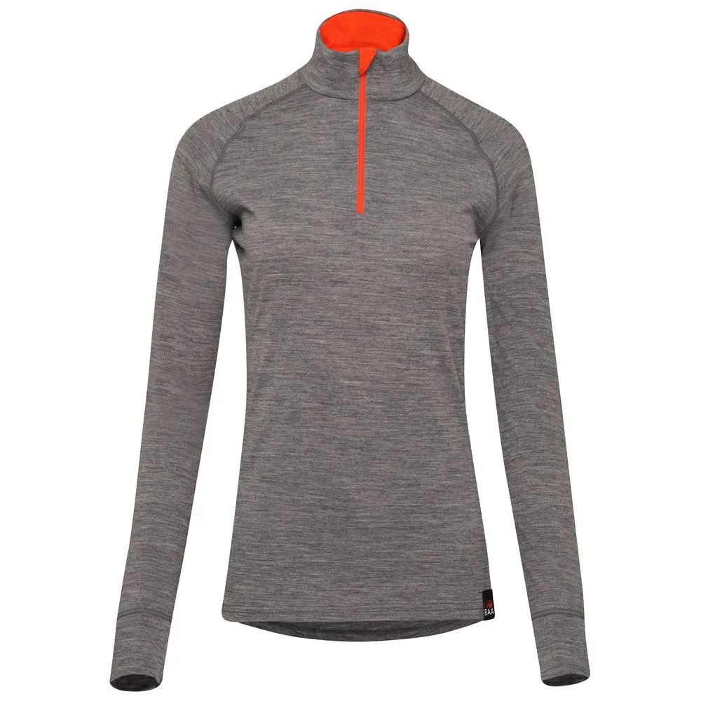 Womens Merino 200 Long Sleeve Zip Neck (Charcoal)