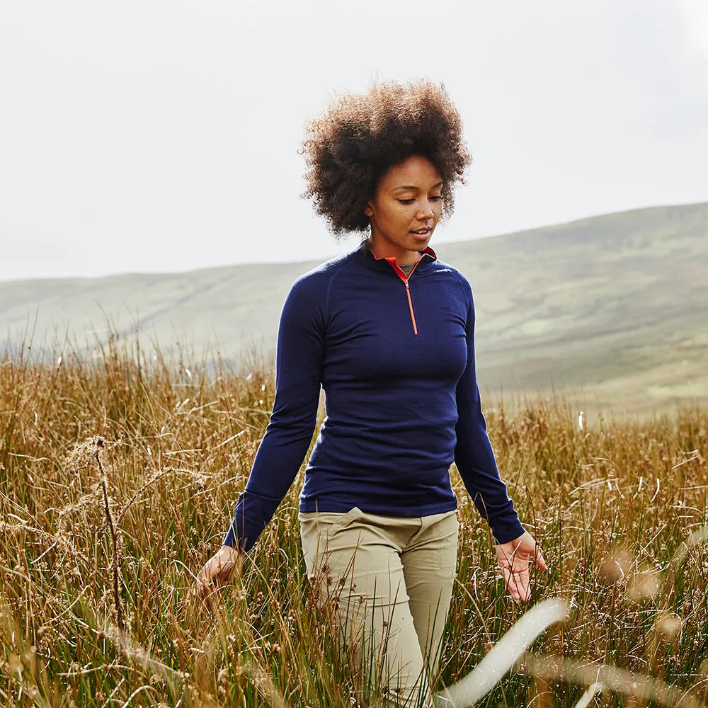 Womens Merino 200 Long Sleeve Zip Neck (Navy)